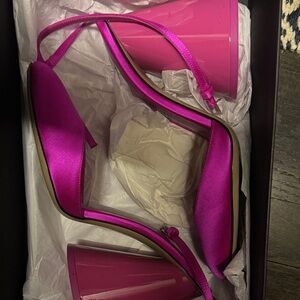 Vibrant Pink Strappy Heels
